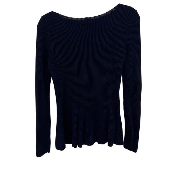 Ralph Lauren LRL Peplum Sweater Women’s Size Medium Navy Gold Buttons Nautical - Picture 2 of 11
